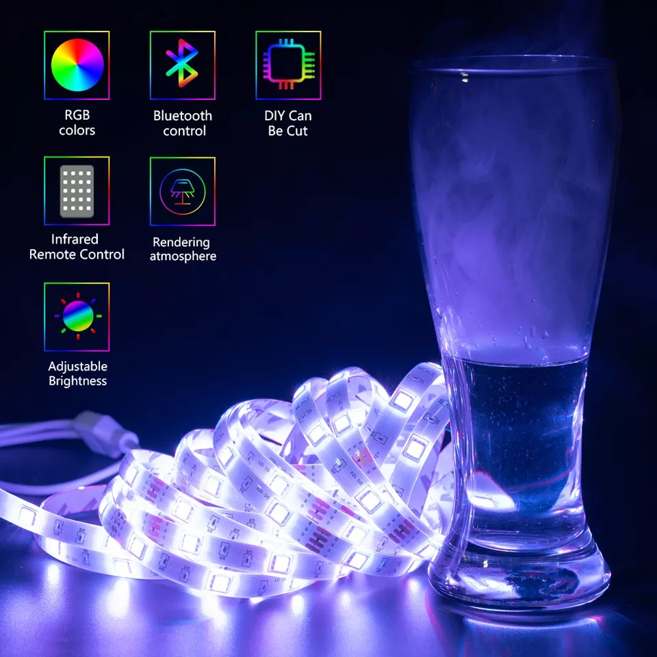 LED RGB USB světlo za TV a PC, délka 10m, Android s Bluetooth a dálkové ovládání
