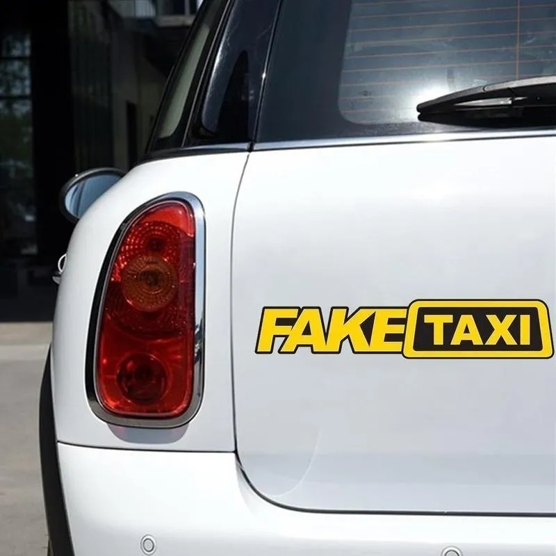 Samolepka FAKE TAXI 20x4,8cm žluto-černá