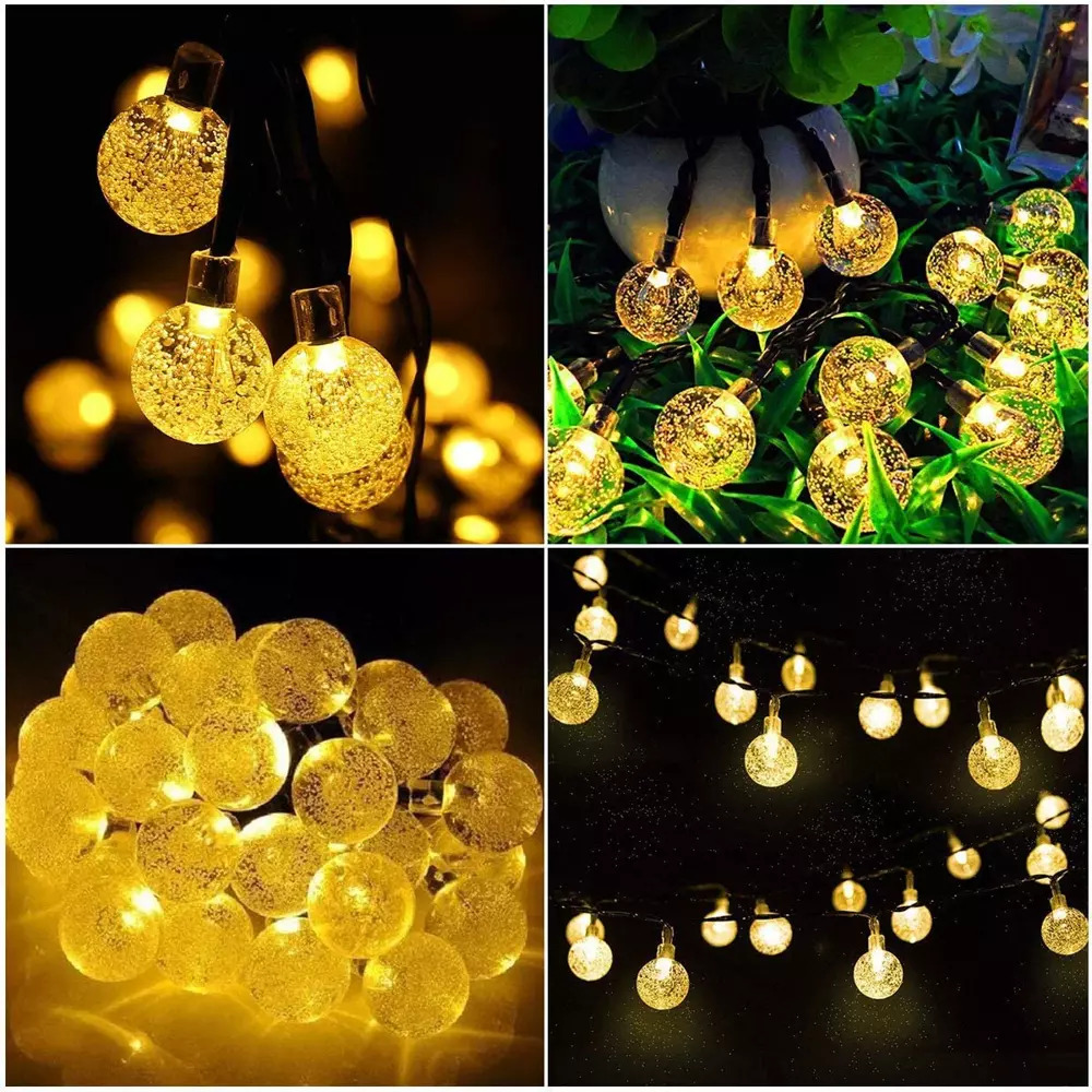 LED solární zahradní girlanda - koule, 6m 40 LED teplá bílá