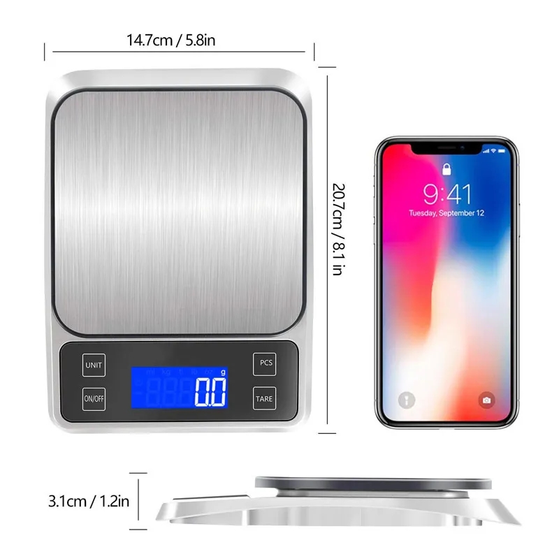 Kuchyňská digitální váha, do 10kg/1g, stříbrná