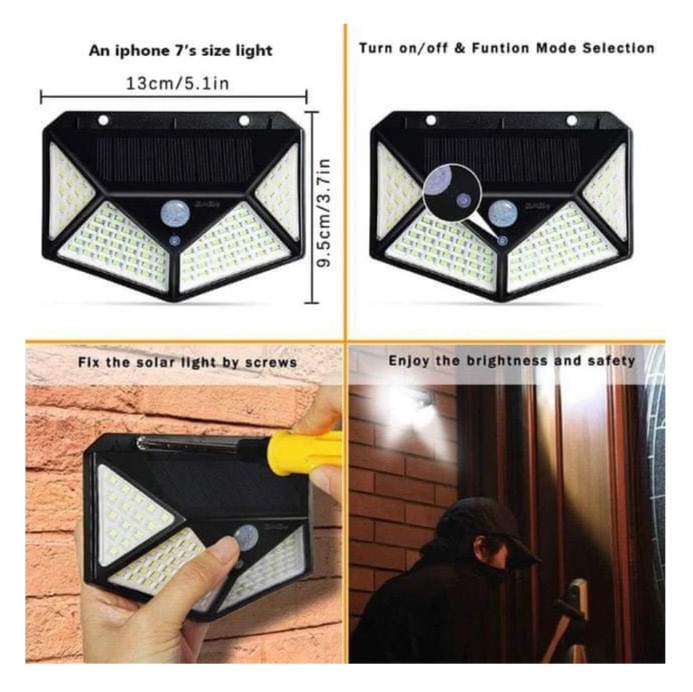 Solární světlo, sada 5ks s detektorem pohybu 100 LED 20W 270°
