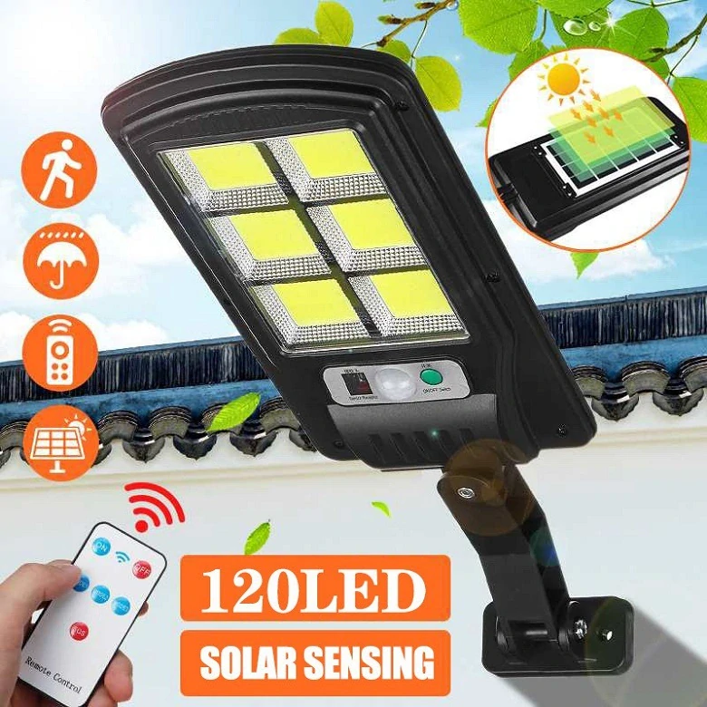 Sada 5ks solární světlo s čidlem pohybu, 120 COB LED, solární venkovní lampa