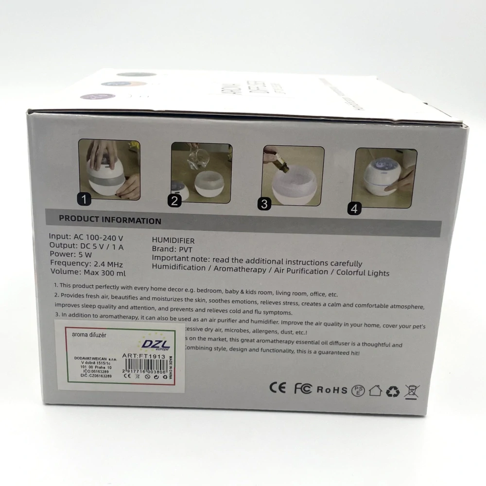 VÝPRODEJ - PTV USB černý aromadifuzér s dětskými barevnými motivy