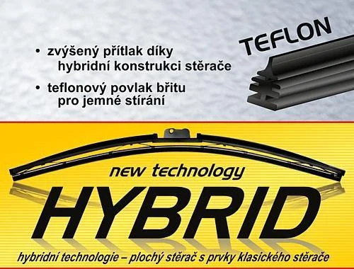 VÝPRODEJ: Stěrač HYBRID 510mm + 11 adaptérů TEFLON