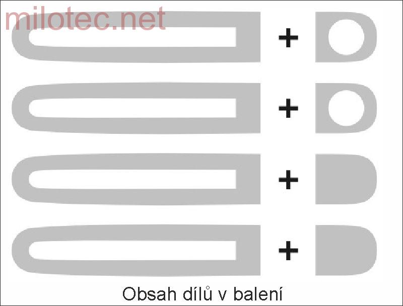 Kryty klik - oválný otvor, stříbrné matné (4+4ks dva zámky) - Škoda Fabia I.