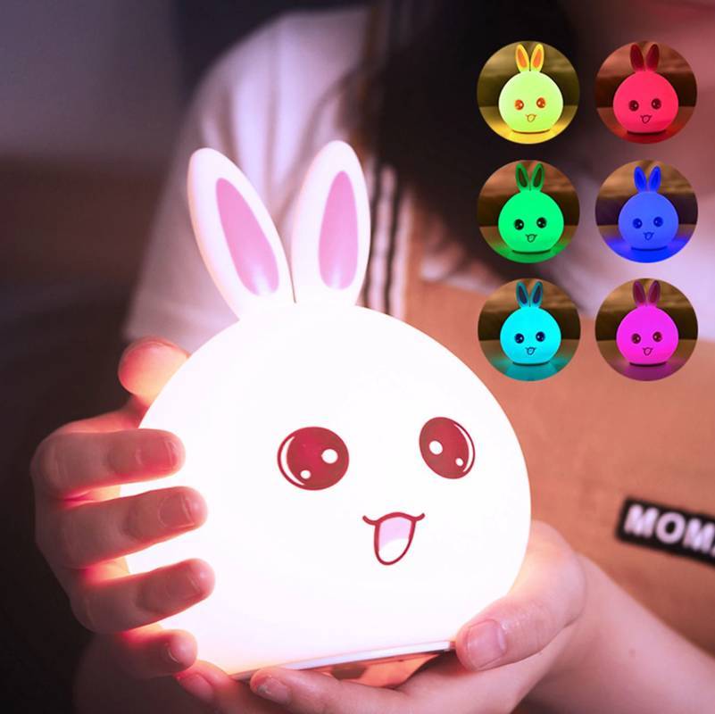 Silikonová LED RGB 3W noční lampička, králíček