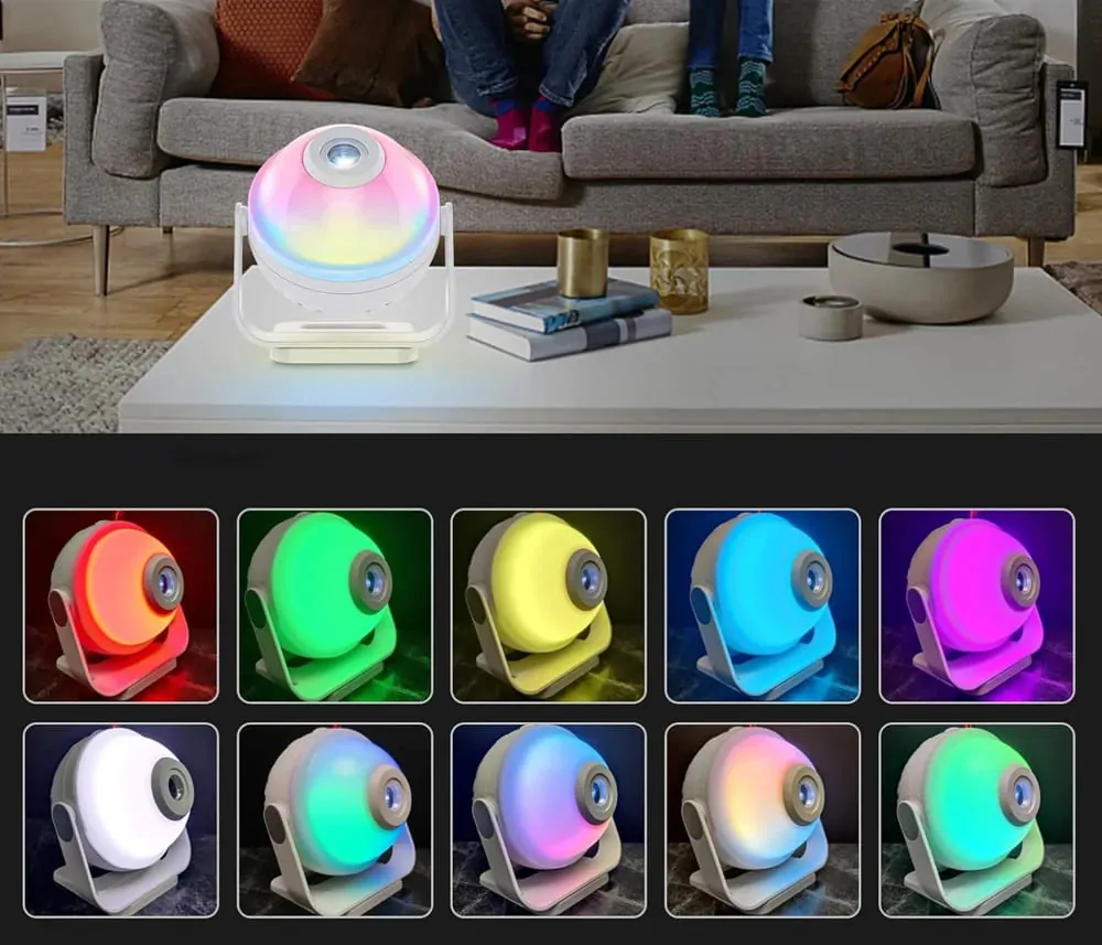 LED RGB noční lampa s vestavěným reproduktorem, projektor hvězd