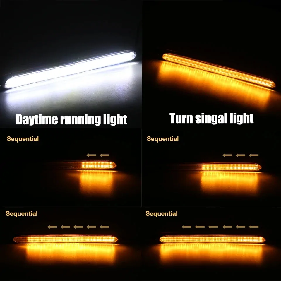 LED flexibilní denní svícení s funkcí blinkru 12V, délka 34,5cm, barva bílá a oranžová, sada 2ks