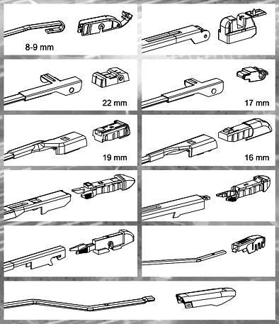 VÝPRODEJ: Stěrač HYBRID 380mm + 11 adaptérů TEFLON