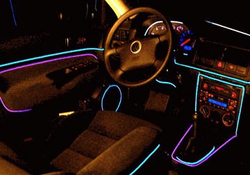 Svítící elektrický drát - kabel, 2m, barva fialová, 12V