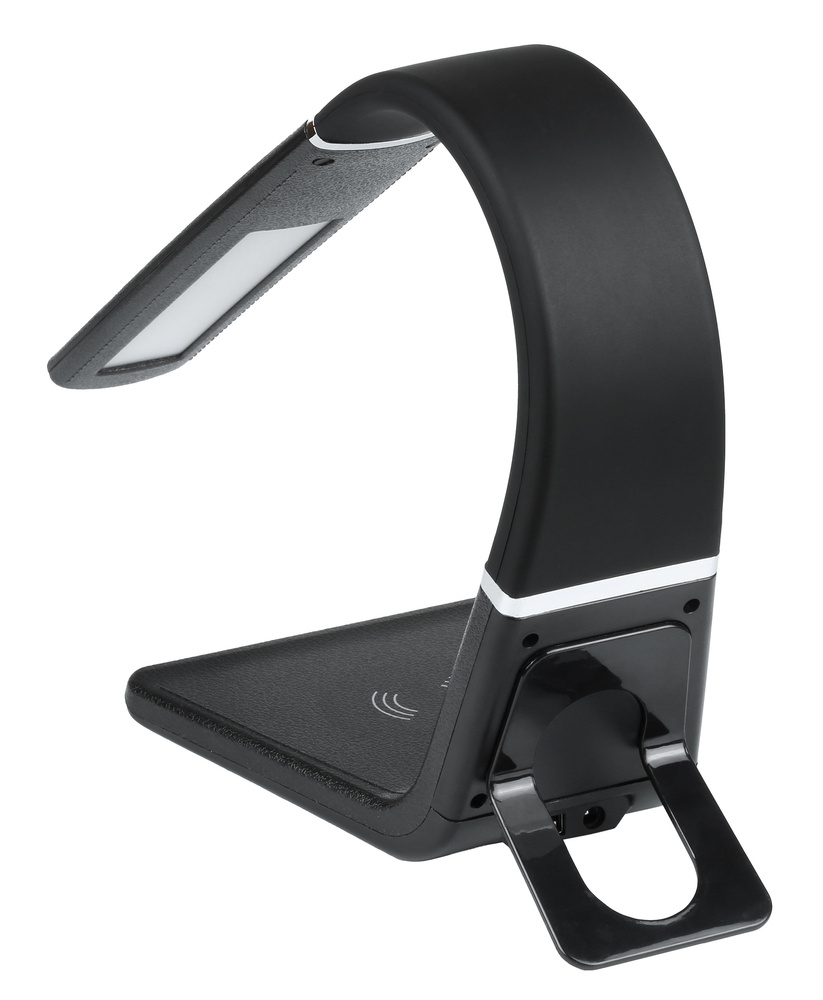 Stolní LED lampa s Qi indukční nabíječkou, pružné rameno, přídavný USB port