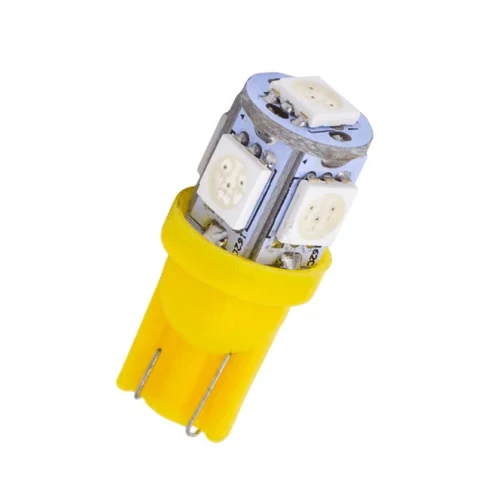 LED T10 - 5 x LED SMD ŽLUTÉ - bezpaticové, 1ks