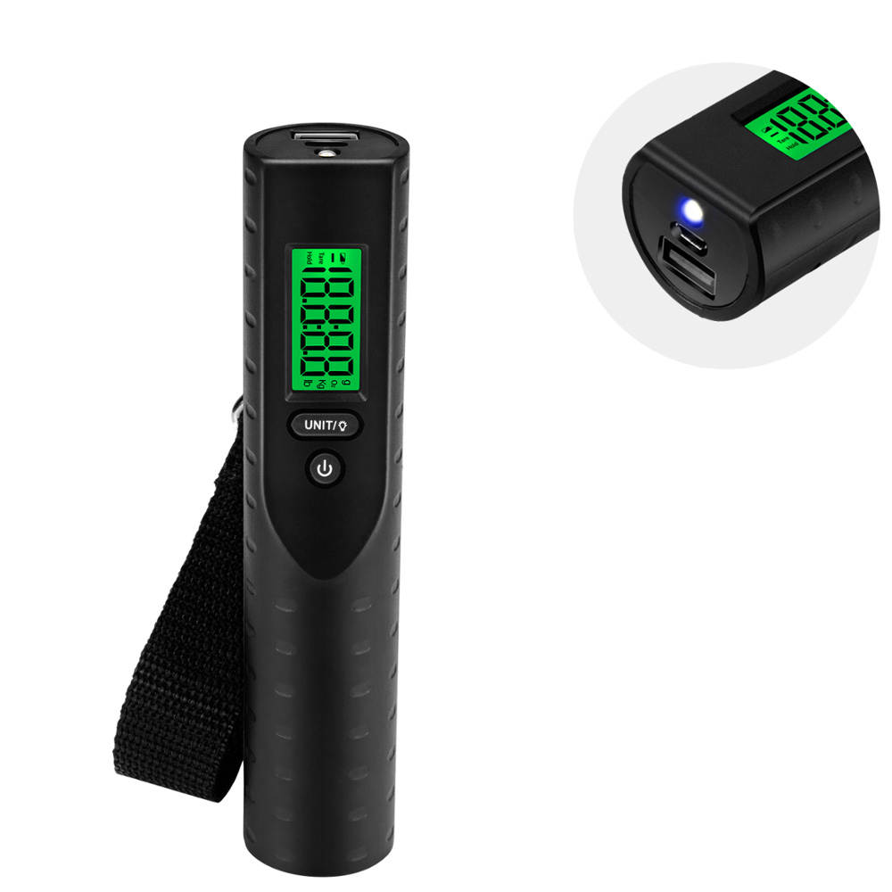 Digitální váha na zavazadla, 3000mAh powerbanka, baterka, teploměr, do 50kg ±10g