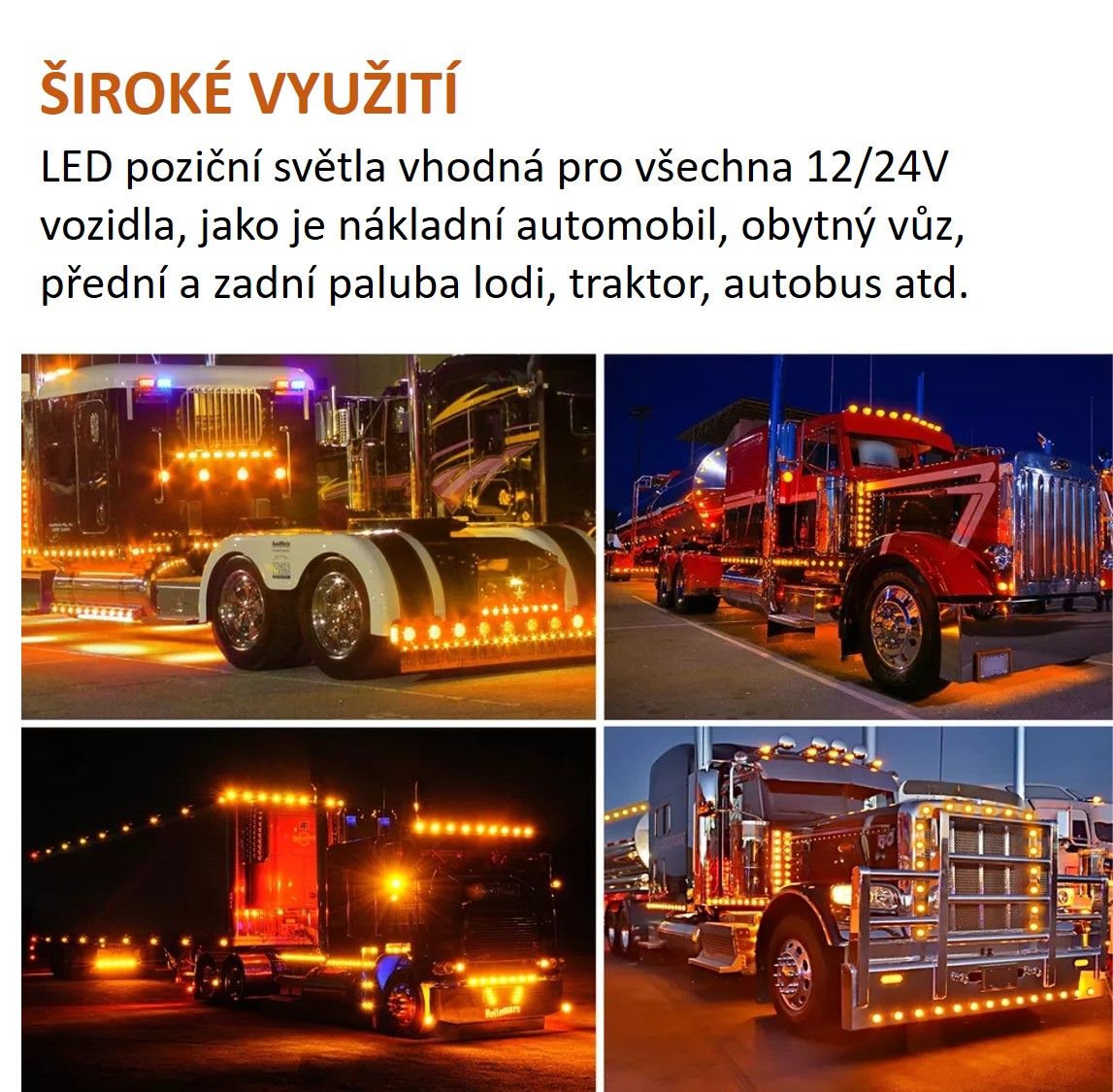 4x LED poziční obrysové světlo 12/24V 6SMD, bílé