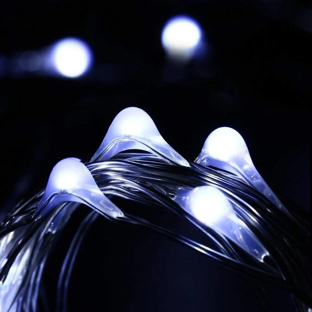 LED solární zahradní girlanda 10m - venkovní osvětlení, studená bílá 100 LED