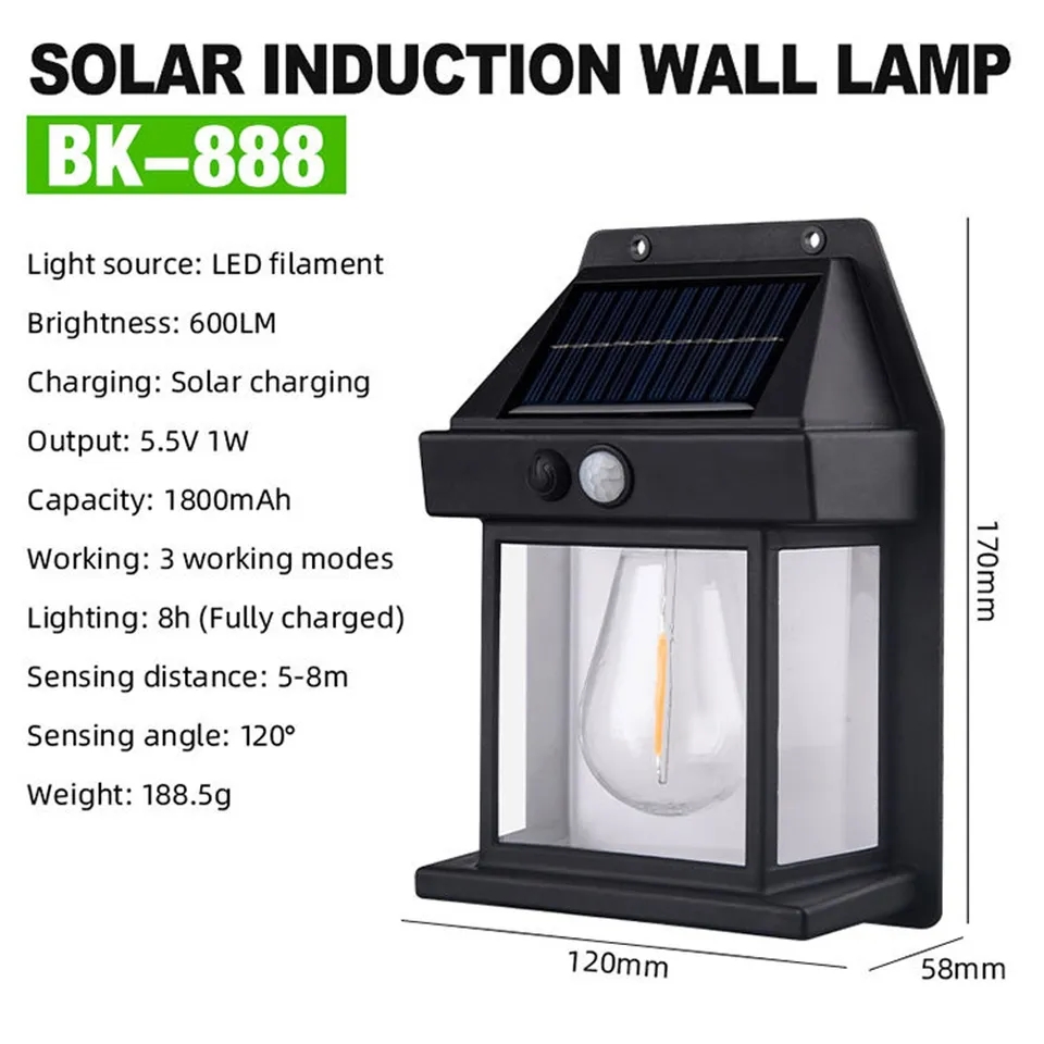 Solární nástěnné světlo s detektorem pohybu RETRO 600LM 120°