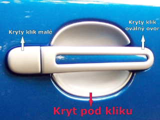 Kryty pod kliky malé, ABS stříbrný matný, 4ks - Škoda Citigo 5-dveř.